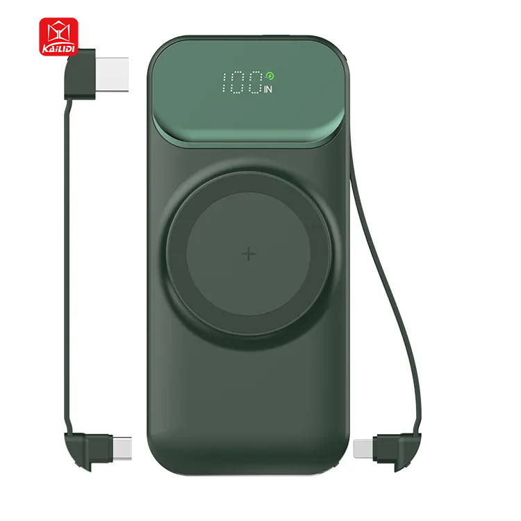 MagCharge Pro 10000 Midnight Black — 10,000mAh MagSafe wireless power bank with built-in USB-C and Lightning cables